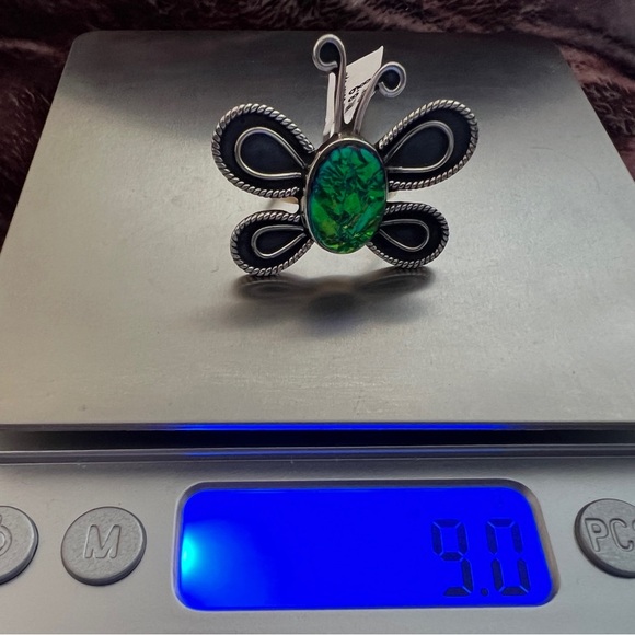 ❤️ Multi-Color Opal 925 Southwestern Size 8 Ethnic Butterfly Ring 9 Gms - Picture 8 of 16